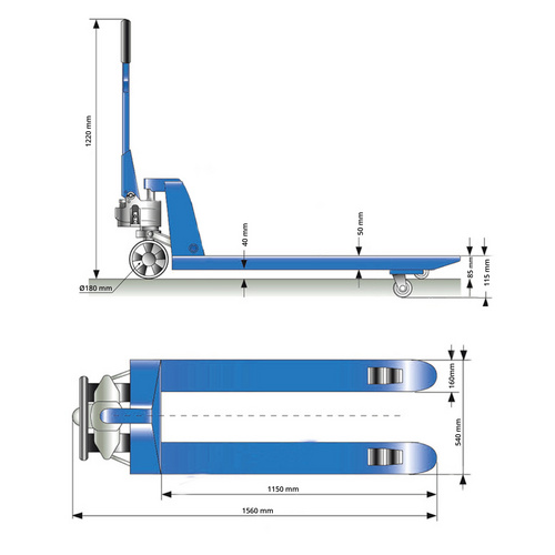 GÜDE Hubwagen, Gabelhubwagen GHW Scale 2500, LxBxH: 155x56x120,5 cm, blau Bild 5