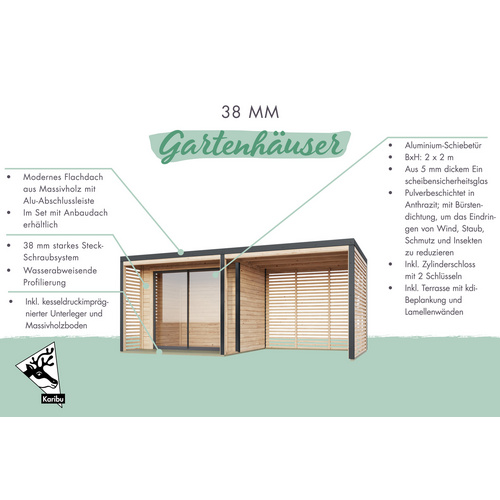 KARIBU Gartenhaus »Abelbeck«, BxHxT: 276 x 231, 5 x 276 cm (Außenmaße inkl. Dachüberstand) - braun Bild 2