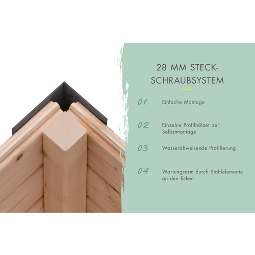 KARIBU Gartenhaus »Haby«, BxHxT: 267 x 219 x 228 cm (Außenmaße inkl. Dachüberstand) - braun