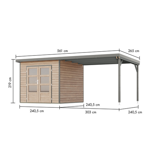 KARIBU Gartenhaus »Haby«, BxHxT: 267 x 219 x 266 cm (Außenmaße inkl. Dachüberstand) - braun Bild 2