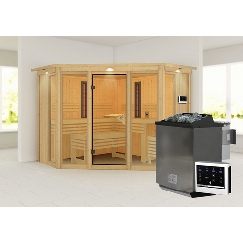 KARIBU Sauna, BxHxT:245 x 202 x 245 cm - beige Bild 5