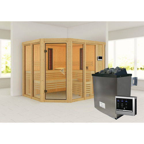 KARIBU Sauna, BxHxT:231 x 198 x 196 cm - beige Bild 5