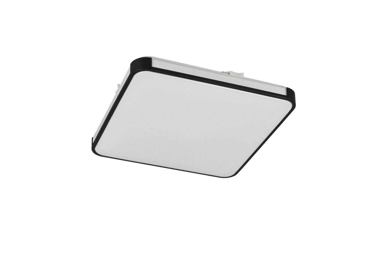 Reality LED-Deckenleuchte Relus 27x27 cm schwarz matt Starlight Effekt kaltweiß