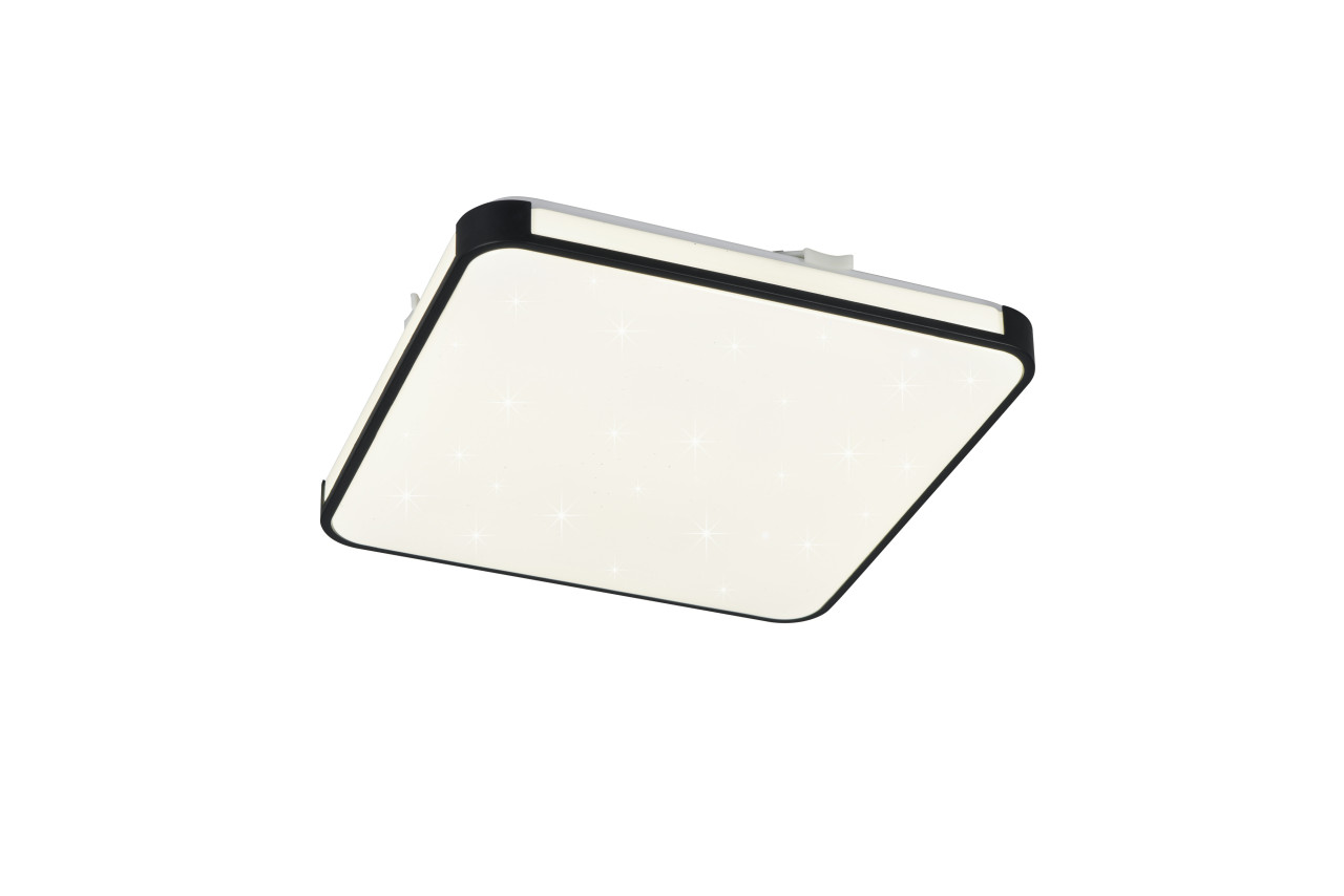 Reality LED-Deckenleuchte Relus 27x27 cm schwarz matt Starlight Effekt kaltweiß Bild 2