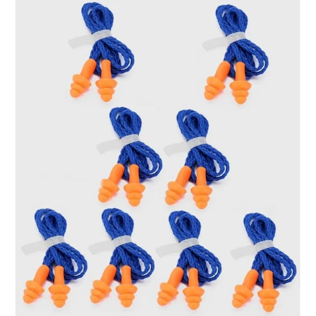 Lot de 20 paires de bouchons d'oreilles filaires réutilisables en silicone pour suppression du bruit et protection auditive (orange) - Lntyq