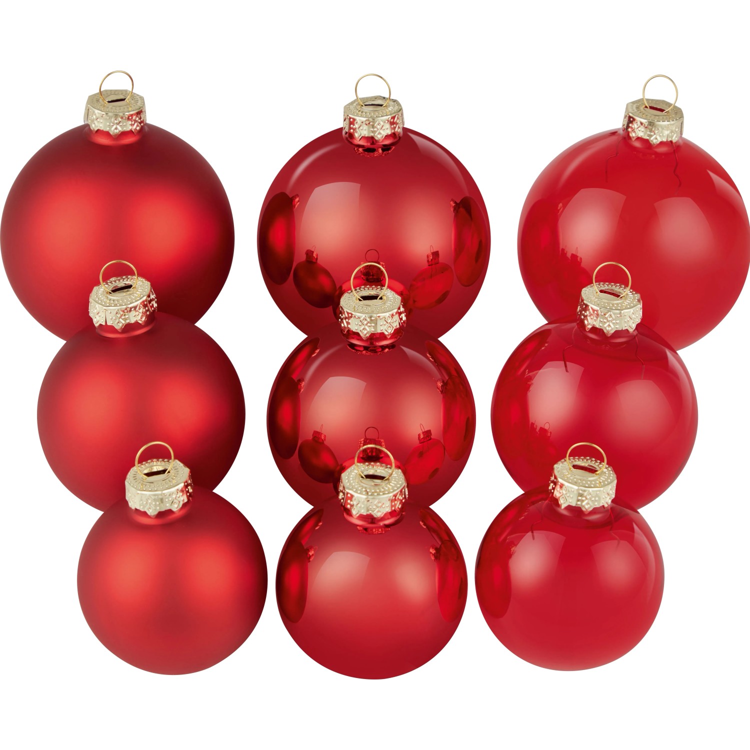 OBI Weihnachtskugeln Glas Rot Set 21 Stück 3 Größen