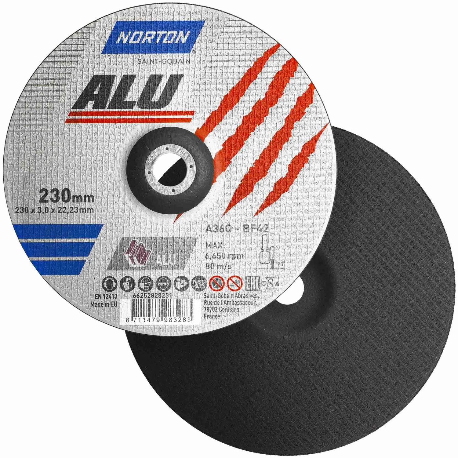Norton Trennscheibe A 36 Q ALU 230 x 3 x 22,23 mm 25 Stück