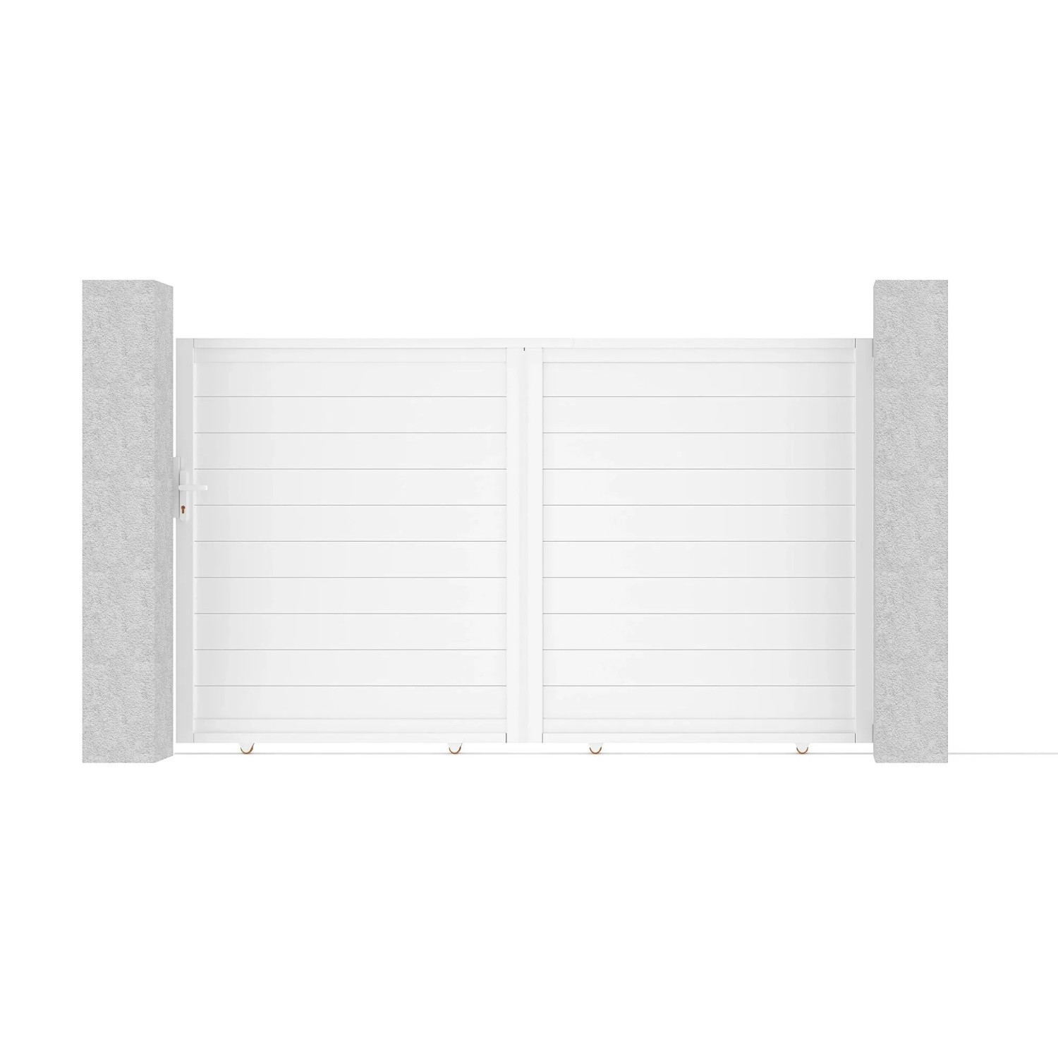 Casanoov Eiger Schiebetor 3 M 180 Cm Hoch & Eiger Fußgängertor 1 M 180 Cm Hoch Weißes Aluminium