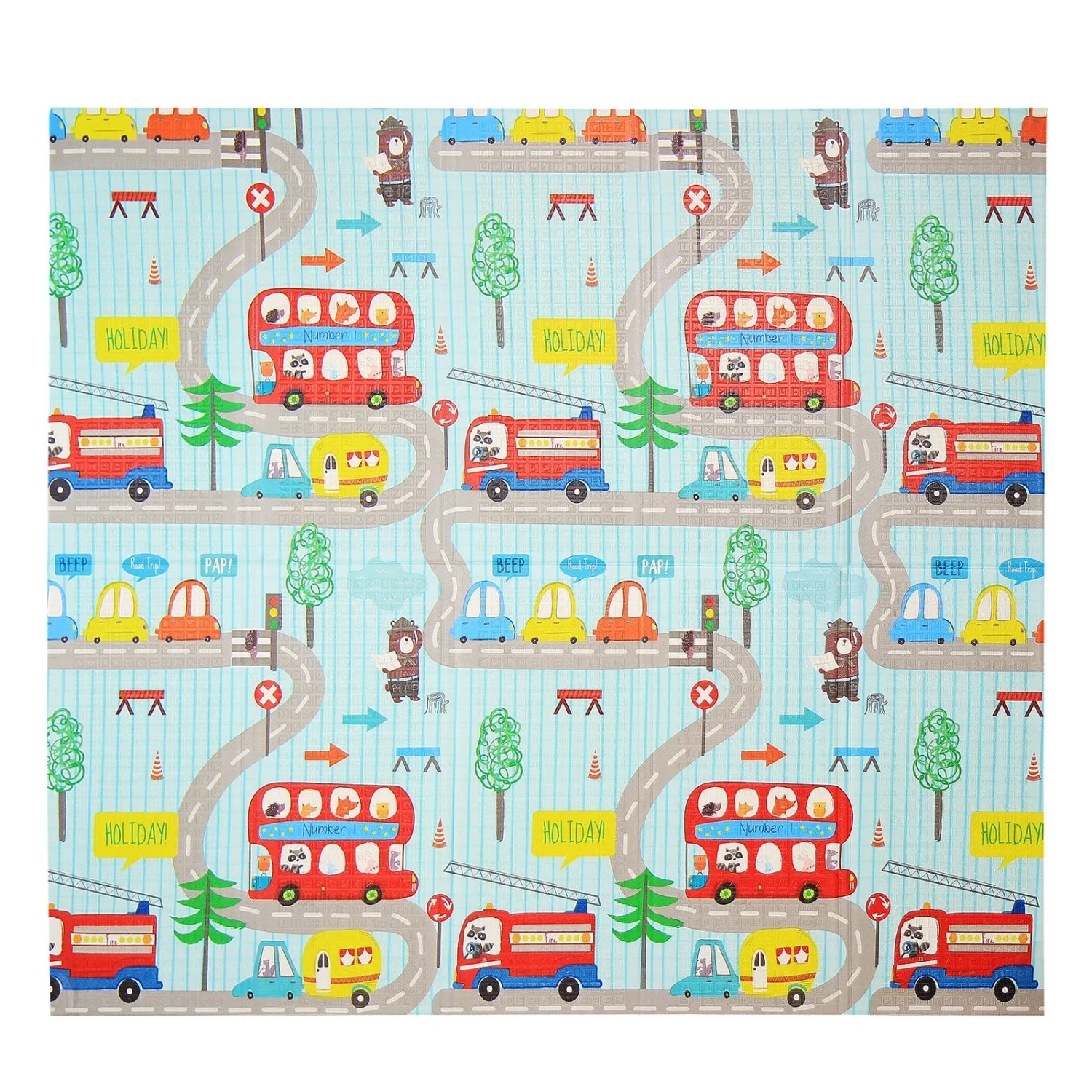 CCLIFE Krabbelmatte Baby Spielmatte Kinder 196 x 176 x 1 cm Faltbar Wasserdicht Straße Auto Tiere