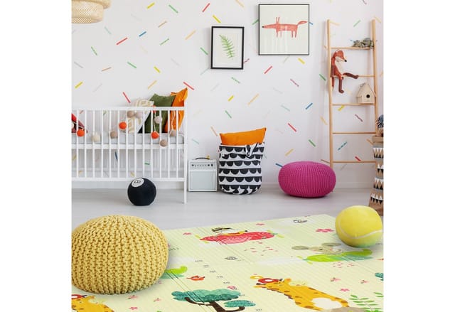 CCLIFE Krabbelmatte Baby Spielmatte Kinder 196 x 176 x 1 cm Faltbar Wasserdicht Straße Auto Tiere