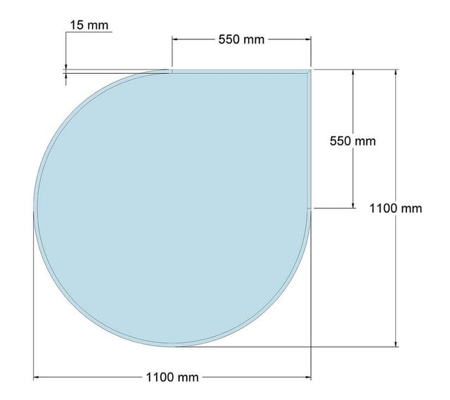 Feuercampus Funkenschutzplatte Glas für Kaminofen Tropfen 110 x 110 x 0,8 cm