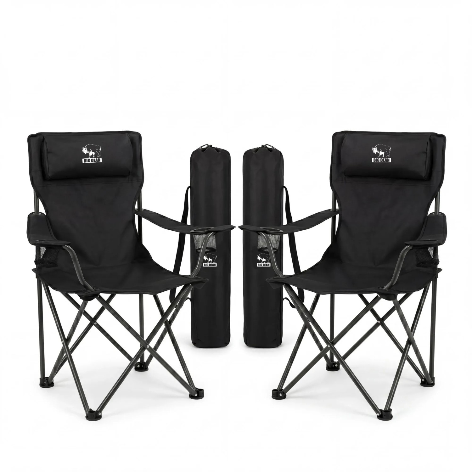 BigDean 2x Campingstuhl Extra Große Sitzfläche 150 kg Belastbar Stabil Und Bequem Für Leute Über 175 cm