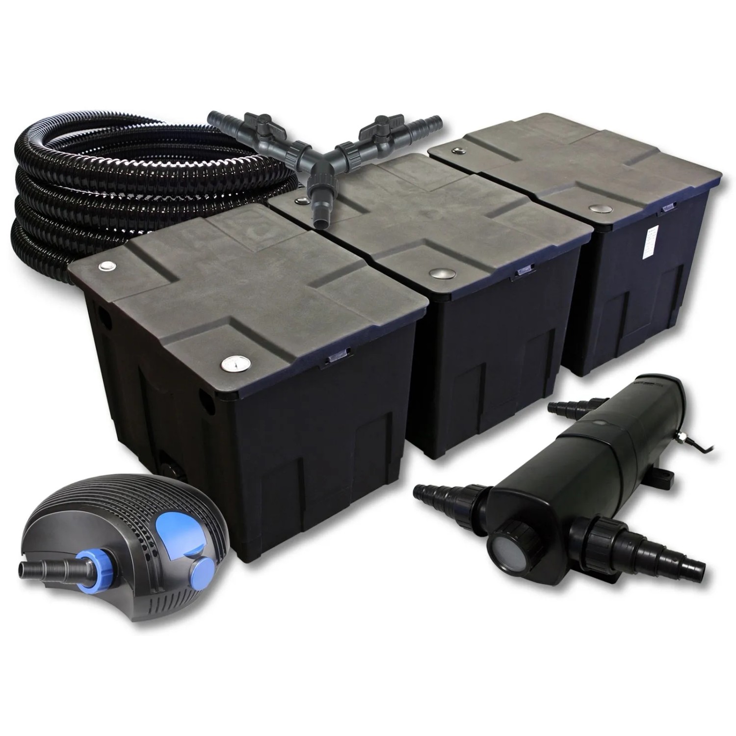 Sunsun Filter Set 90000L Teich Mit 24W Teichklärer100W Eco Pumpe 25M Schlauch