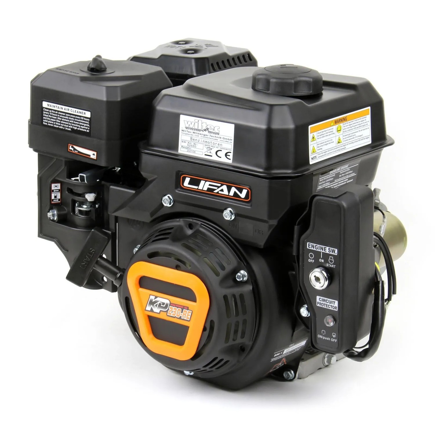 Wiltec Lifan Kp230-Re 22Mm E-Start Benzinmotor Einzylinder 65Ps Motor Ölbadkupplung