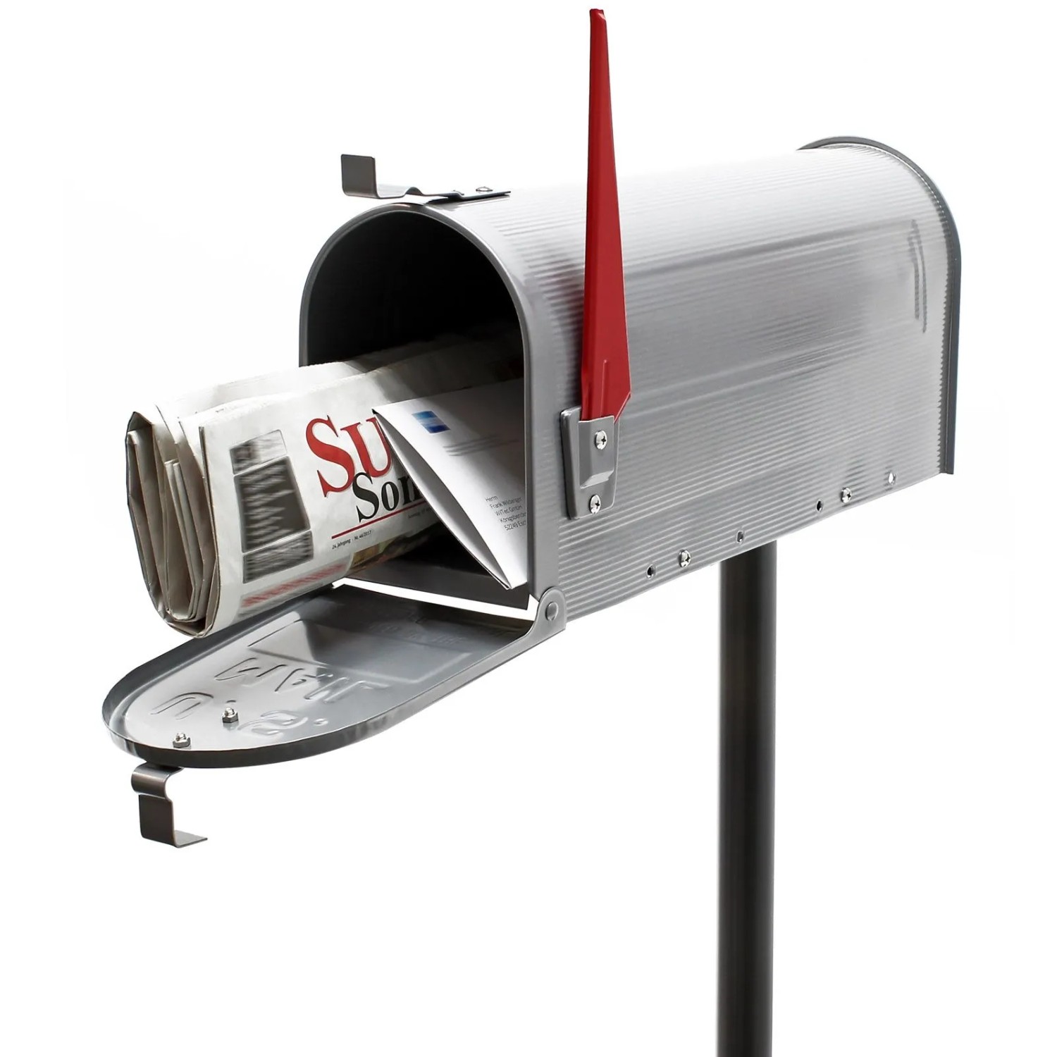 Wiltec Set Us Mailbox Grau 180X220X480Mm Amerikanischer Briefkasten Ständer