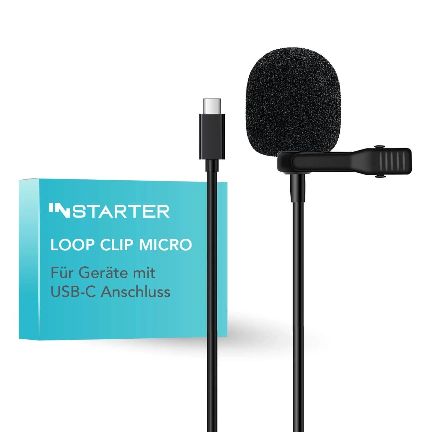 Instarter Lavalier Loop Clip Ansteck Mikro 360° Usb-C 6M Kabel Windschutz Tasche