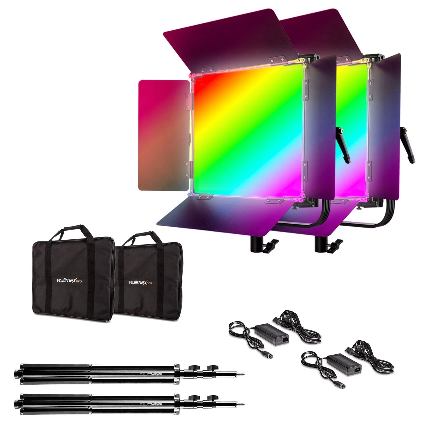 Walimex Pro 2X Led Rainbow Flächenleuchte Set 100W Videoleuchte 2X Lampenstativ