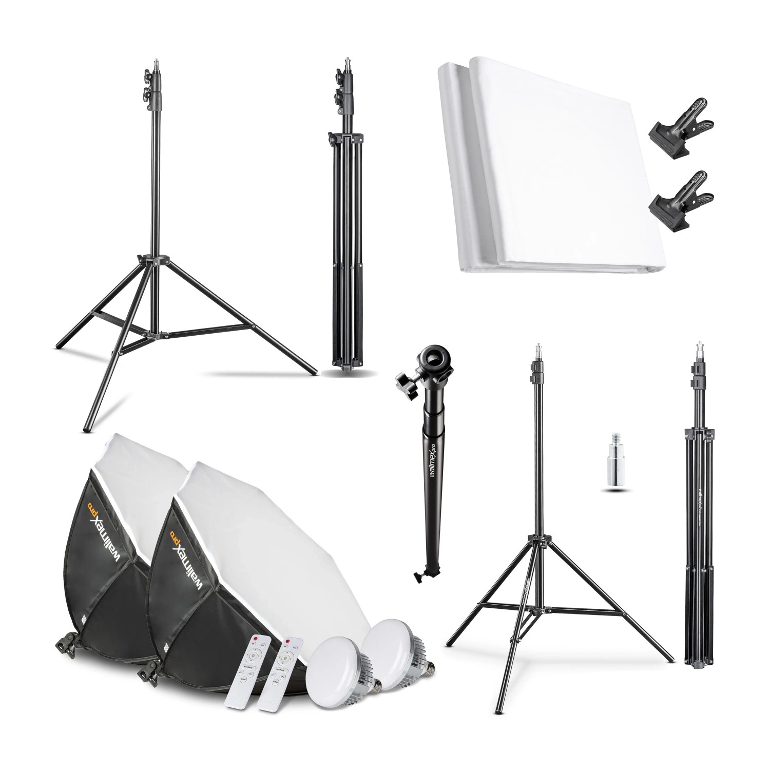 Walimex Pro Octagon Softbox Fotostudio Set 45W Led Lampenstativ Hintergrund