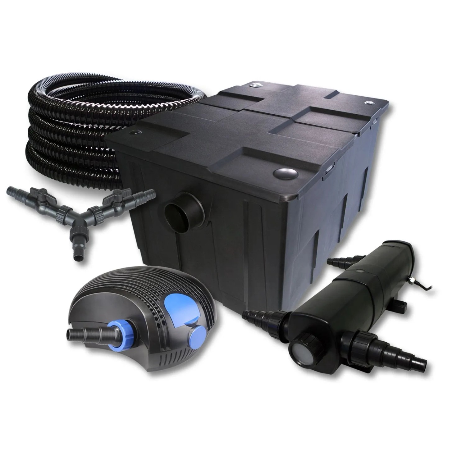 Sunsun Teichfilter Set 60000L Mit 18W Teichklärer100W Eco Pumpe 25M Schlauch