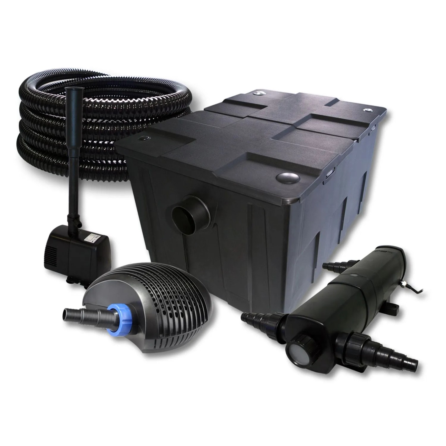 Sunsun Teichfilter Set 60000L 36W Klärer40W Eco Pumpe Schlauch Springbrunnen