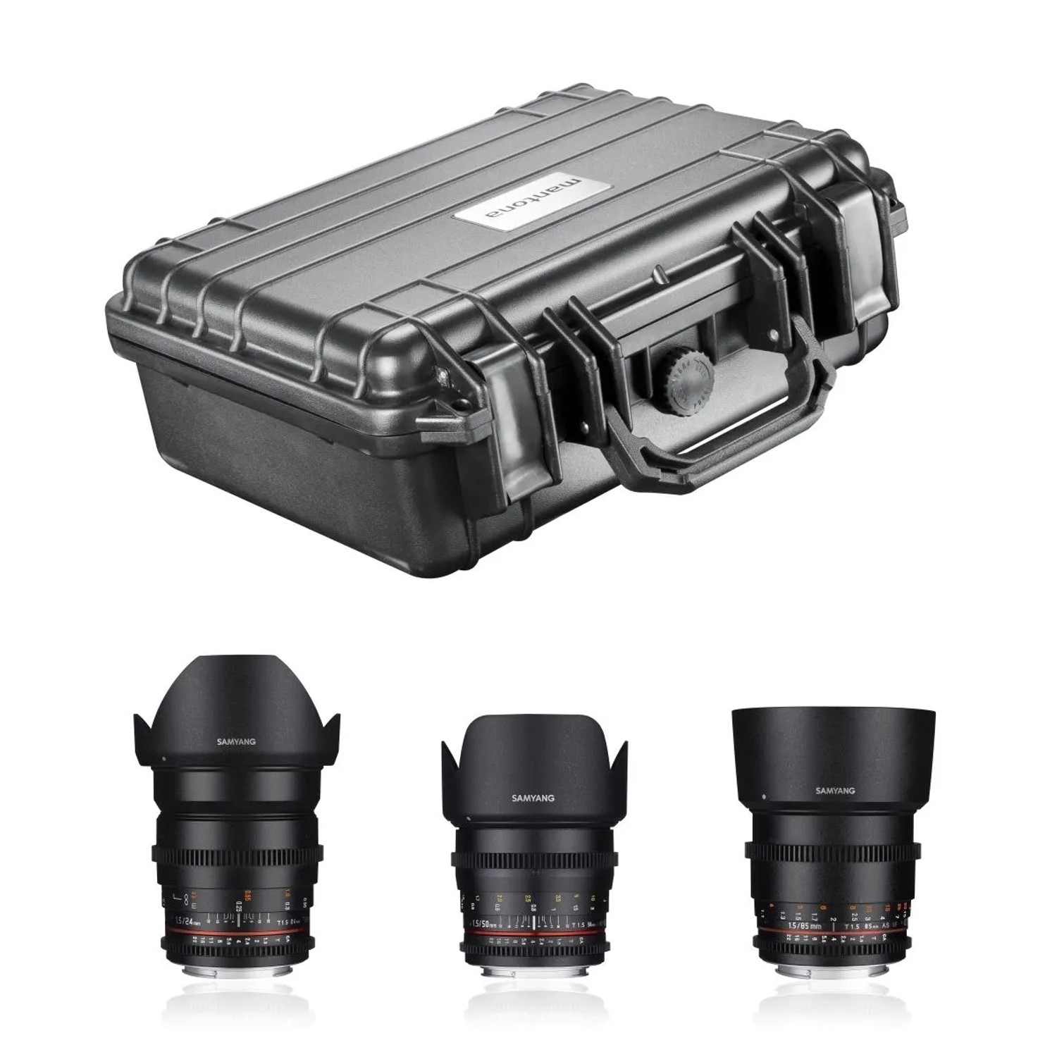 Samyang Video Dslr Basic Objektiv Set 24/1,5 50/1,5 85/1,5 Outdoor Koffer Mft