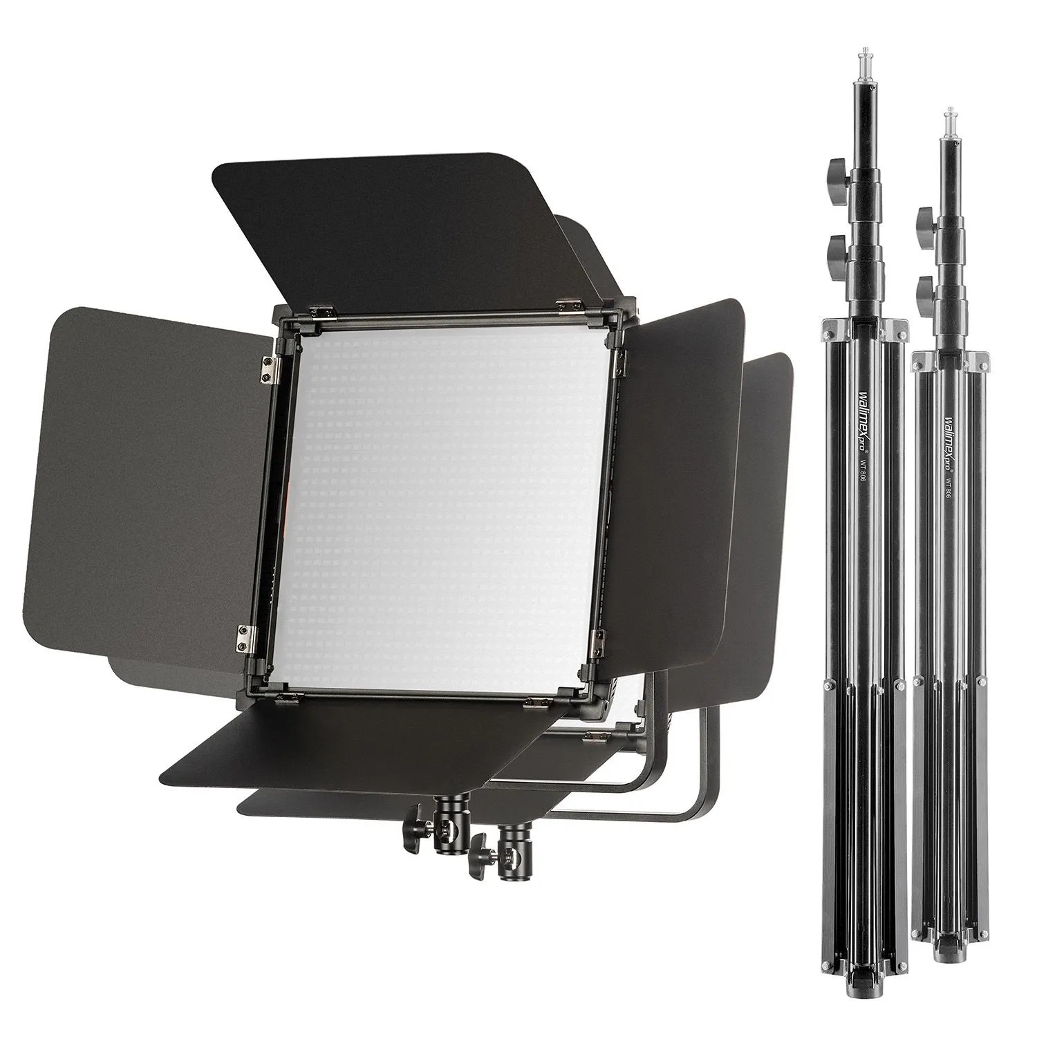 Walimex Pro 2X Led Niova 100-F Pro 100W Bi-Color Flächenleuchte 2X Lampenstativ