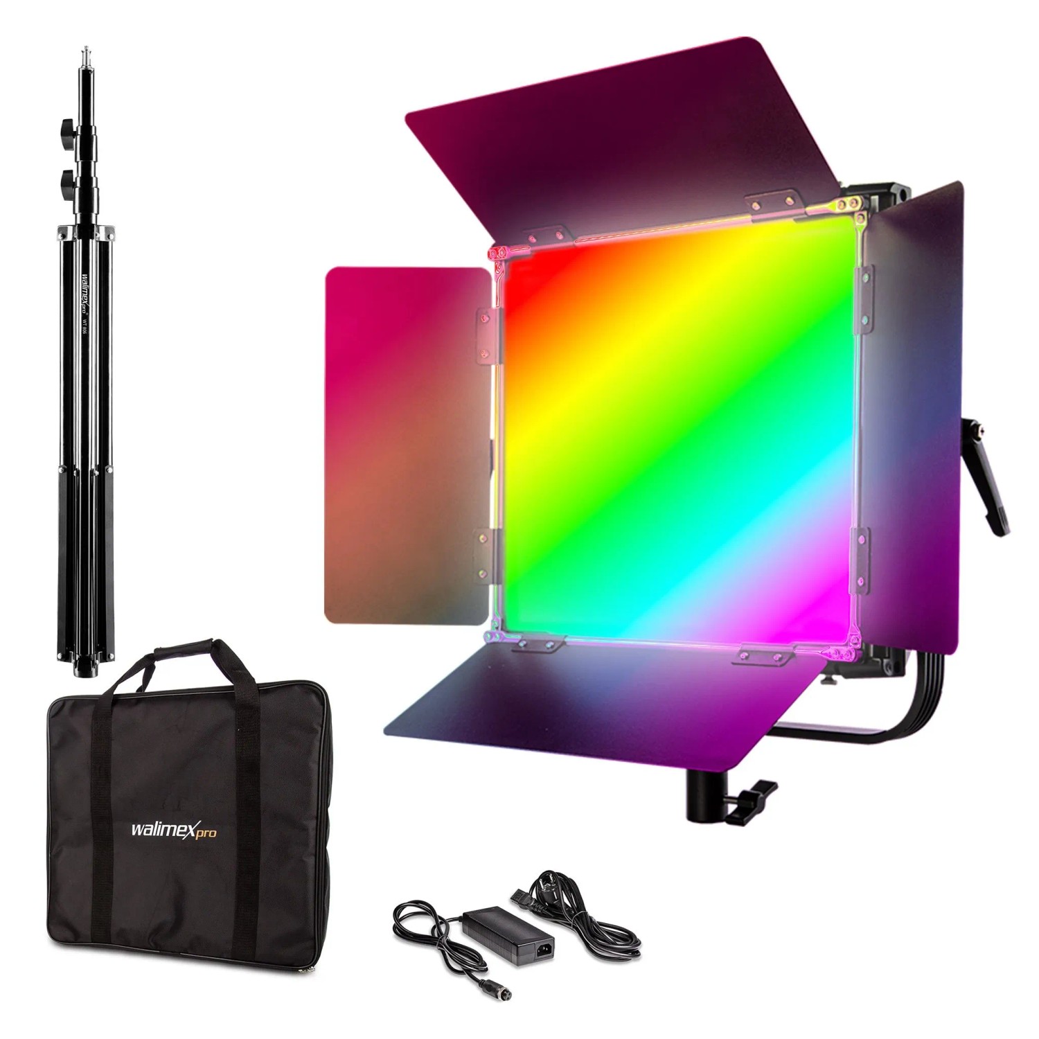 Walimex Pro Led Rainbow Flächenleuchte Set Rgbww 100W Videoleuchte Lampenstativ