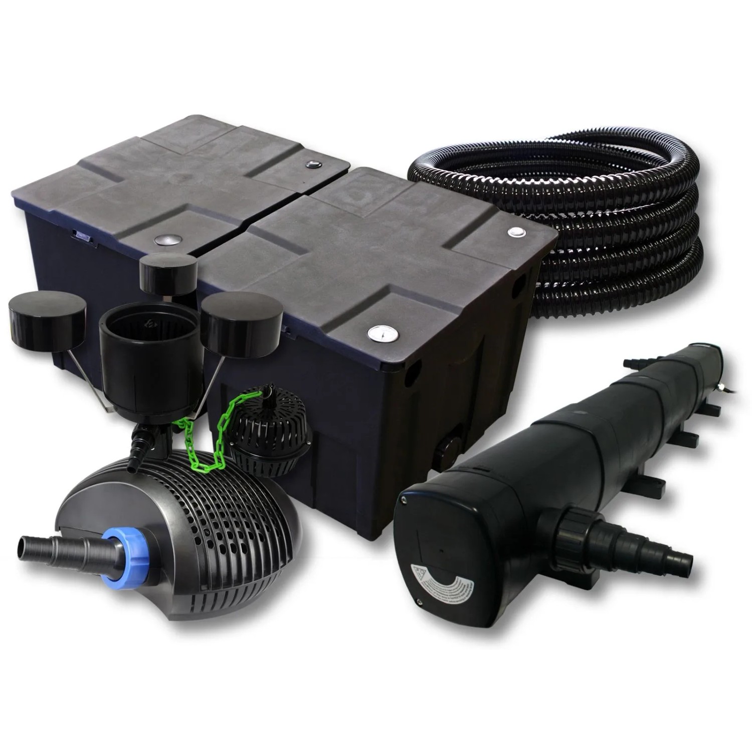 Sunsun Filter Set 60000L Teich 72W Klärer40W Eco Pumpe 25M Schlauch Skimmer