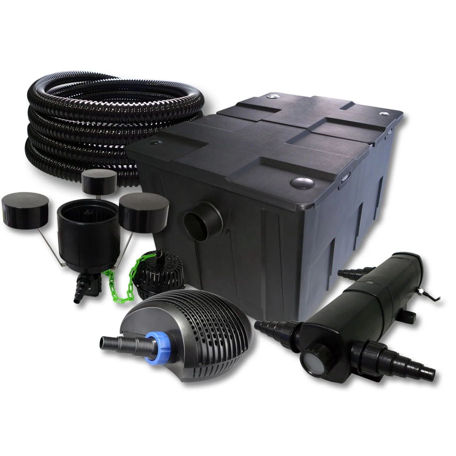 Sunsun Teichfilter Set 60000L 18W Klärer40W Eco Pumpe 25M Schlauch Skimmer