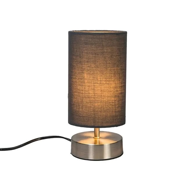 QAZQA Moderne Tischlampe Grau mit Stahl Milo 2