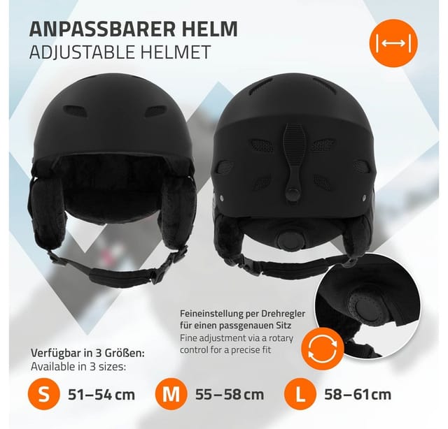 ECD Germany Skihelm für Herren und Damen Snowboardhelm Robust Schwarz L 58-61 cm mit Belüftungssystem und Skibrillenhalter