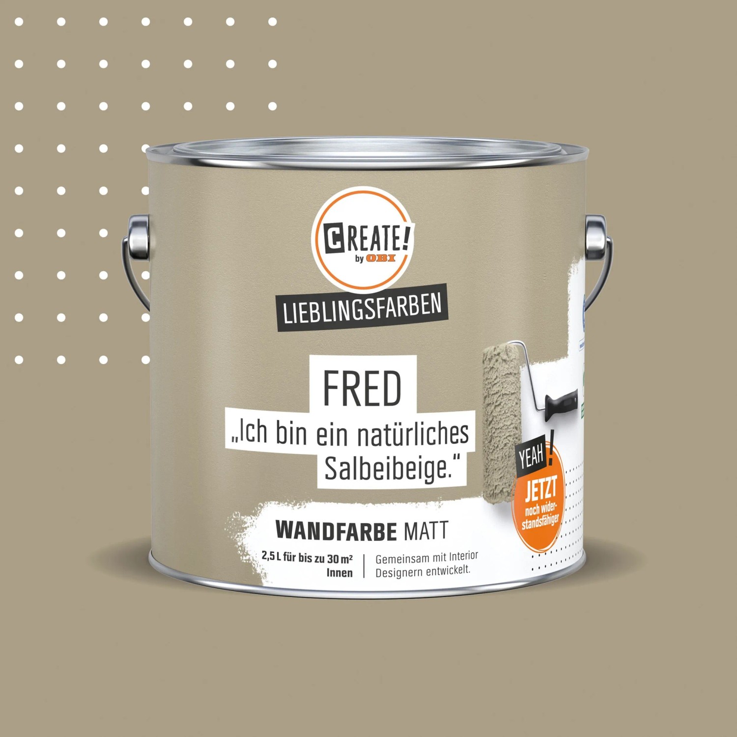 CREATE! by OBI Wandfarbe Lieblingsfarbe Fred Salbeibeige Matt 2,5,