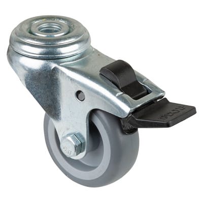 Lenkrolle A321 mit Feststeller 50mm Rückenl. Gummirad gl grau - Bs Rollen