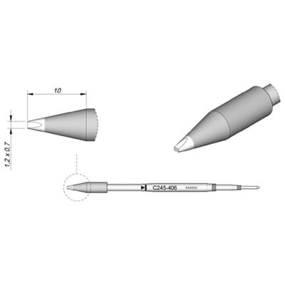 JBC - Tools C245406 Lötspitze Meißelform, gerade Spitzen-Größe 0.7 mm Inhalt 1 St.