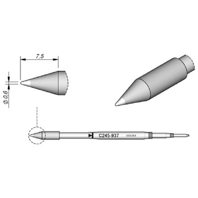 JBC - Tools C245937 Lötspitze Rundform, gerade Spitzen-Größe 0.6 mm Inhalt 1 St.