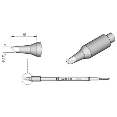 JBC - Tools C245945 Lötspitze Rundform, abgeschrägt Spitzen-Größe 2.2 mm Inhalt 1 St.