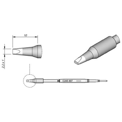 JBC Tools Lötspitze Meißelform Spitzen-Größe 2.2 mm Inhalt 1 St.