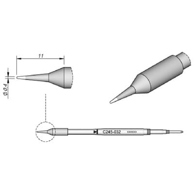 JBC - Tools C245032 Lötspitze Rundform, gerade Spitzen-Größe 0.4 mm Inhalt 1 St.