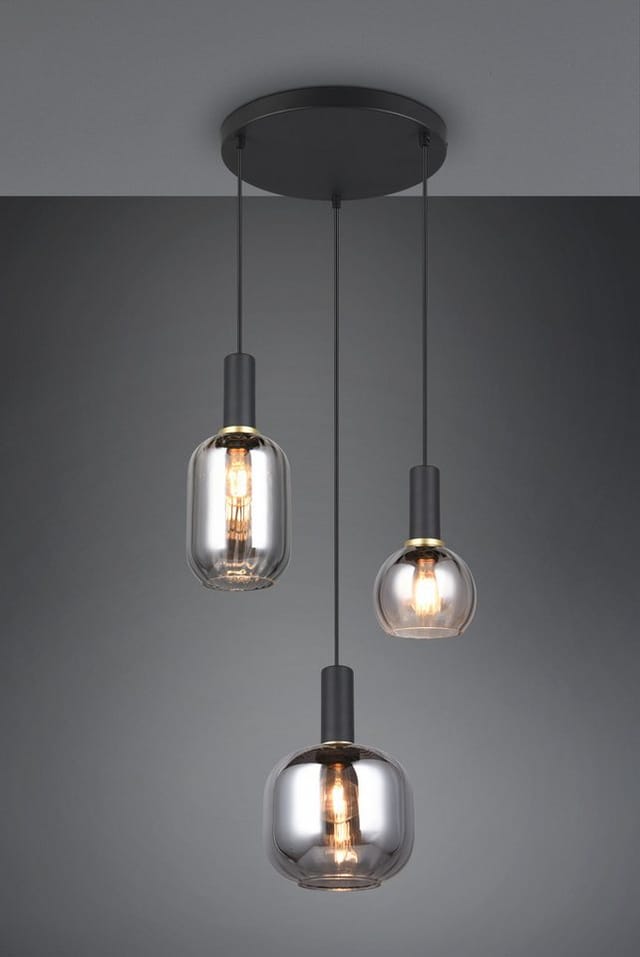 Trio - Cluster Pendelleuchte diva 3-flammig mit Glasschirmen Chrom bedampft, ø 38cm