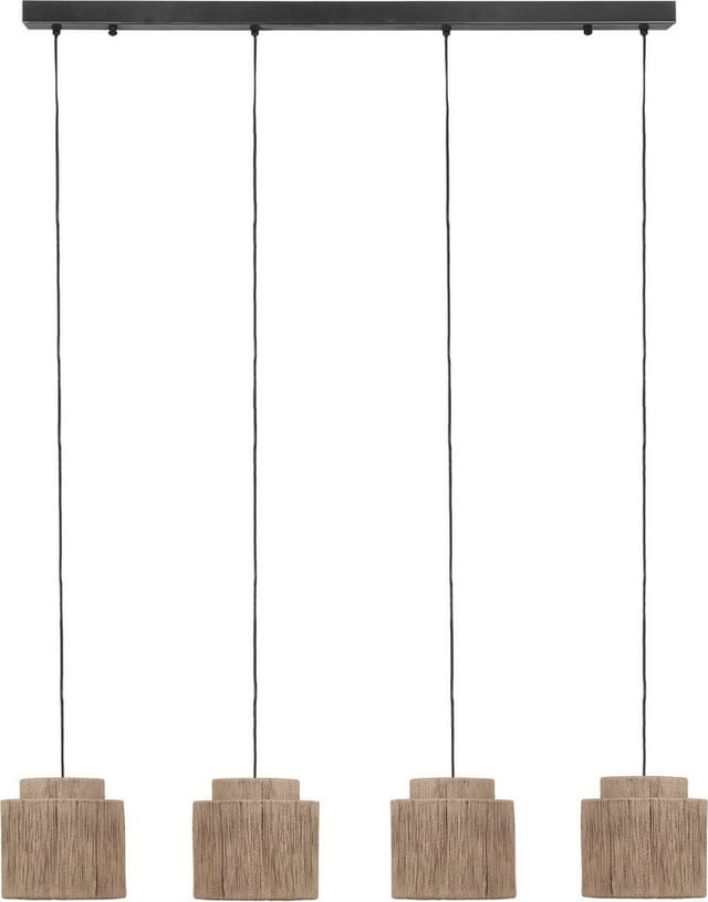 Pendelleuchte SMILLA 4-flammig aus Jute Natur im Boho Stil, Breite 115cm