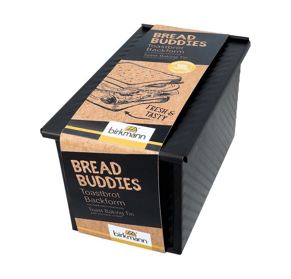 RBV Birkmann Brotbackform Toastbrot Backform 21cm mit Deckel schwarz Bread Buddies, (1-tlg), Toastbrot Backform Bild 3