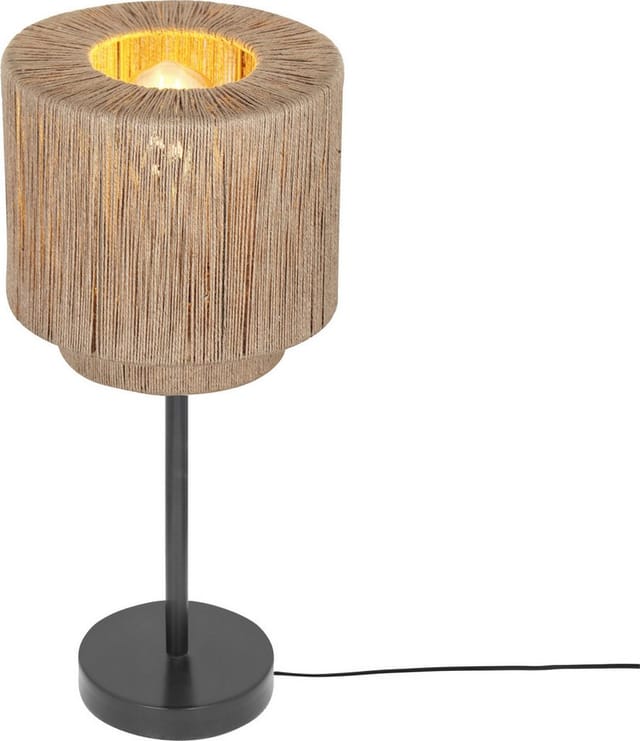 Große Tischleuchte SMILLA aus Jute Natur im Boho Stil, Höhe 45cm
