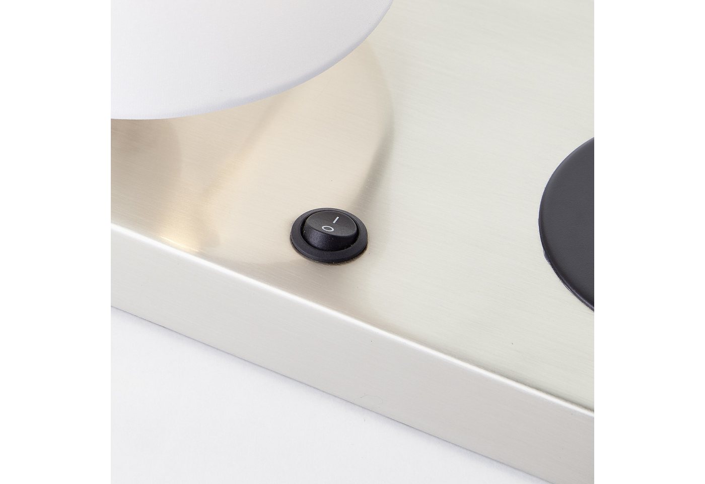 Lightbox Tischleuchte, ohne Leuchtmittel, Tischlampe, Wireless Charging, 26 cm, Ø 12 cm, E14, Schalter, weiß