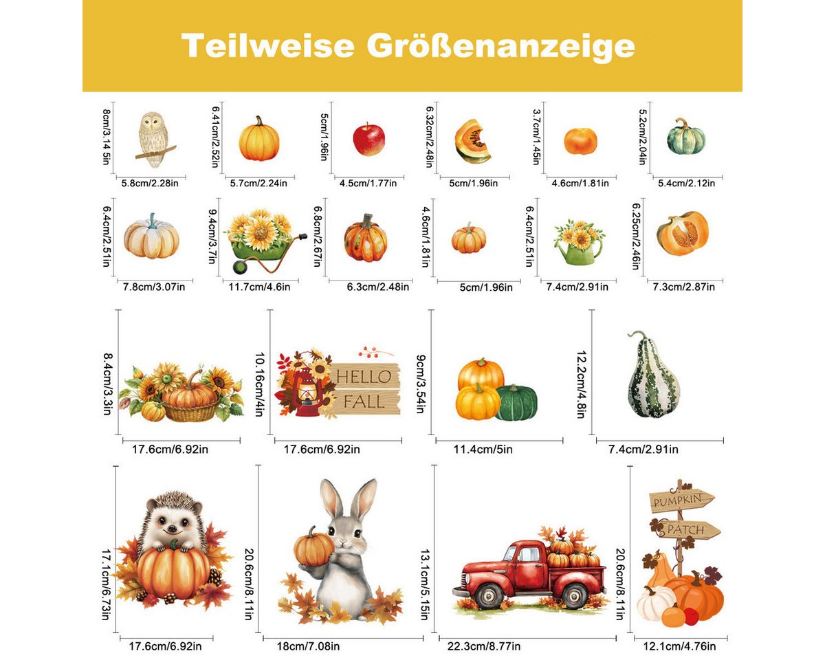 Coonoor Fensterbild Fensteraufkleber Herbstdeko mit Kürbis & Ahornblatt, selbstklebende Fenstersticker für Thanksgiving & Herbstdekoration Bild 5