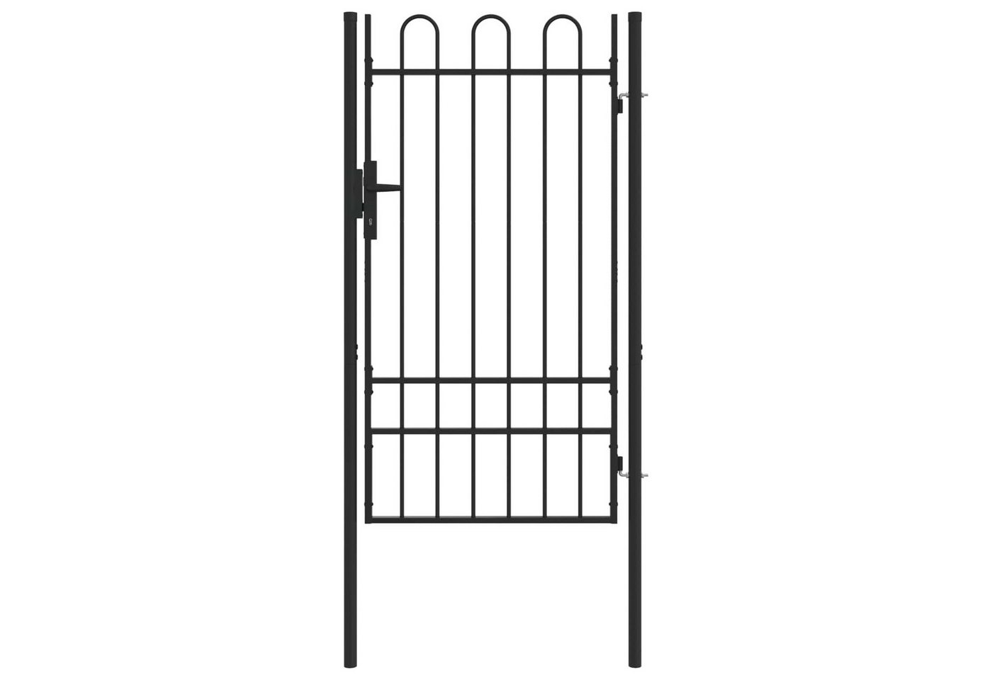 furnicato Zauneinzeltür Gartentor aus pulverbeschichtetem Stahl 103 x 225 cm Grau, Witterungsbeständiges Zauntor mit Riegeln für Vorhängeschlösser Bild 4