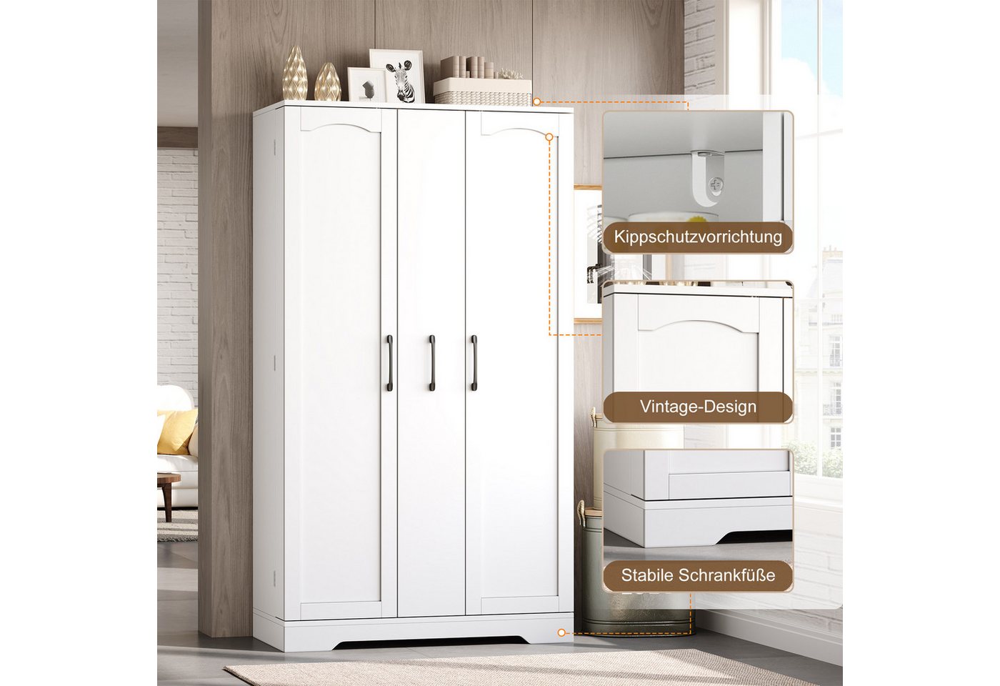 Celya Küchenbuffet Küchenschrank Doppeltürschrank mit Gewürzregal (78×40×150 cm, mit 4-stufigem Vertikalauszug, verstellbaren Regalböden) Modernem Design, Einfache und sichere Montage Bild 2