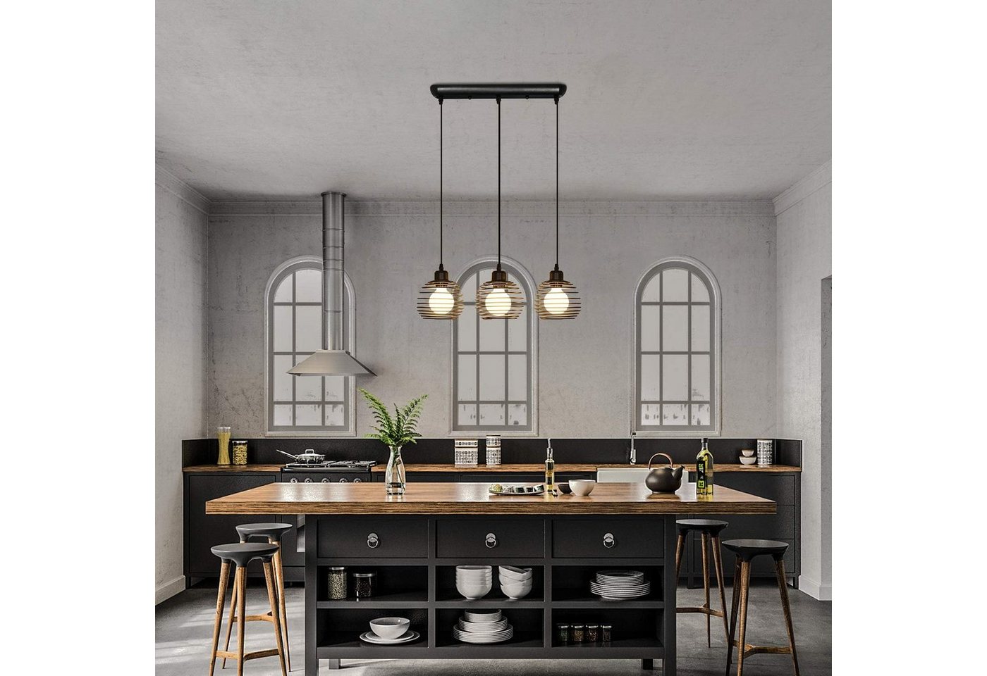 ZMH Pendelleuchte Esstisch 3/4-flammig, E27 Vintage Hängeleuchte mit Käfigschirm, höhenverstellbar, LED wechselbar, für Esszimmer, Küche, Wohnzimmer, Café und Bar