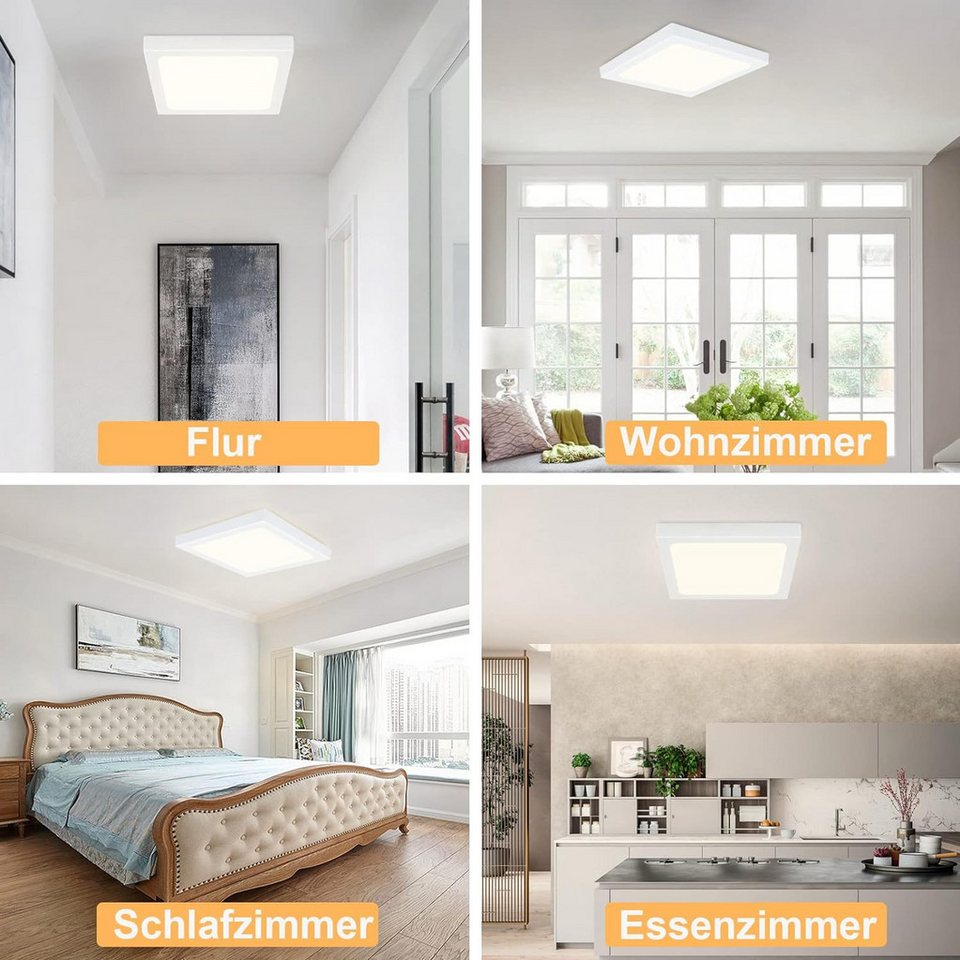 ZMH LED Deckenleuchte 18W LED quadratisch 4000K für Wohnzimmer, Flur und Büro, ‎Flimmerfrei, Energiesparend, Augenschutz, LED fest integriert, Neutralweißes, neutralweiß,Einfache Montage,23×23×3,2cm Bild 3