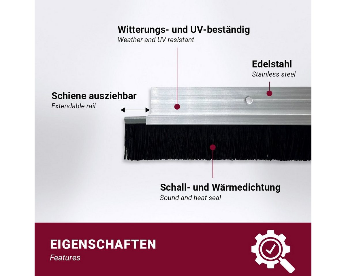 HOOZ Türbodendichtung Türdichtung Aluminium 100 cm (kürzbar) weiß, L: 100 cm, (1-St), Aluminium Bild 4