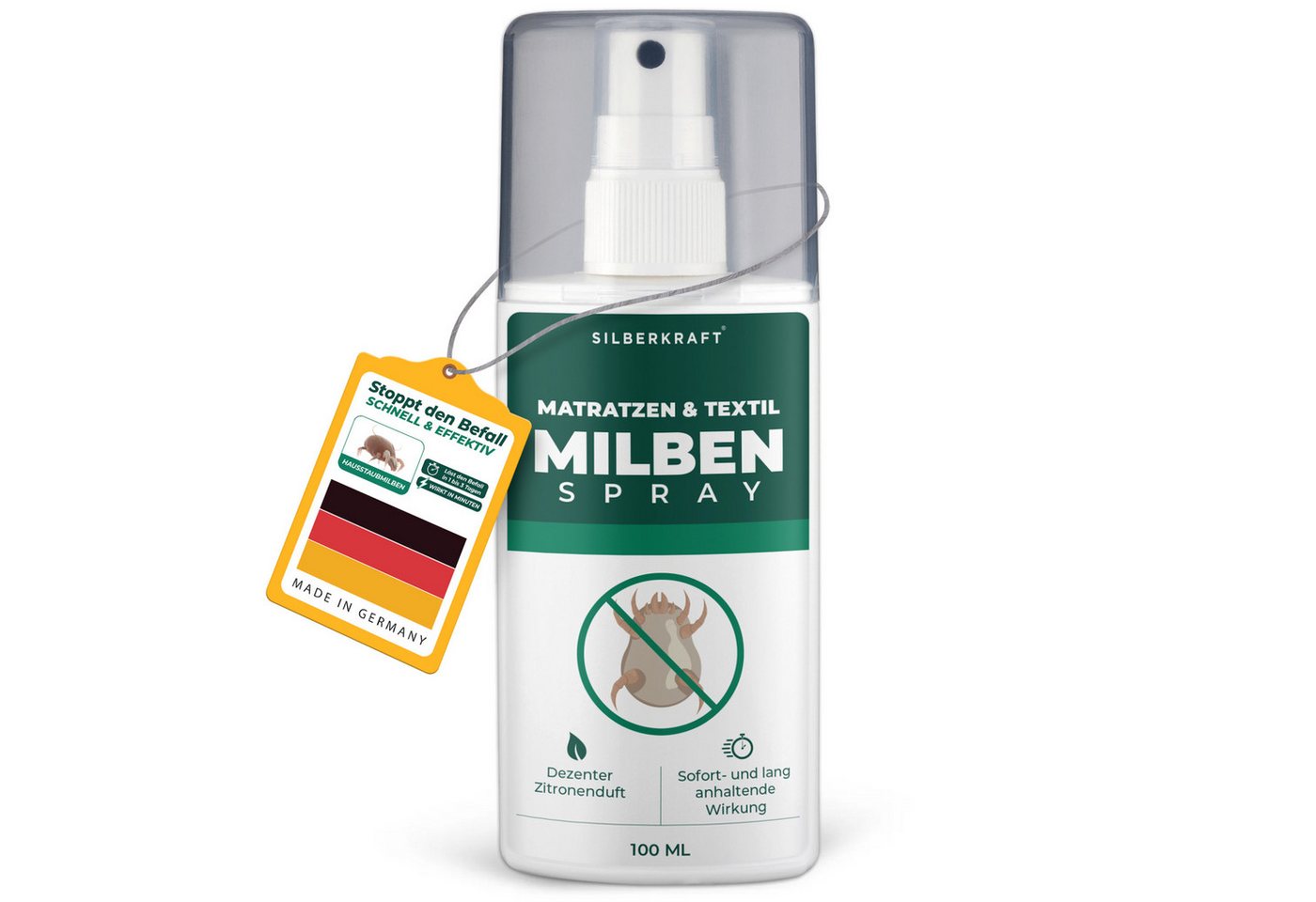 Silberkraft Insektenspray Silberkraft Milbenspray für Matratzen & Textilien, 100 ml, 1-St., Milbenbekämpfung, für Bettwäsche, Matratzen, Kissen, Bett, Bettbezug Bild 2